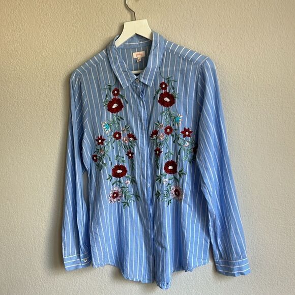 Picket Anthro brand button down shirt Sz L impeccable - Picture 1 of 9